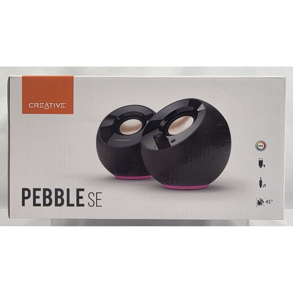 Creative Pebble SE Minimalist 2.0 RGB Computer Speakers USB-C 45° Drivers Black